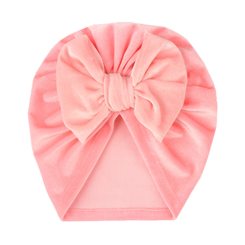 Newborn Cute Solid Color Bow Turban Cap