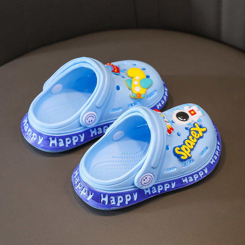 Kids Fashion Astronaut Pattern Non-Slip Outer Piercing Shoes Slippers
