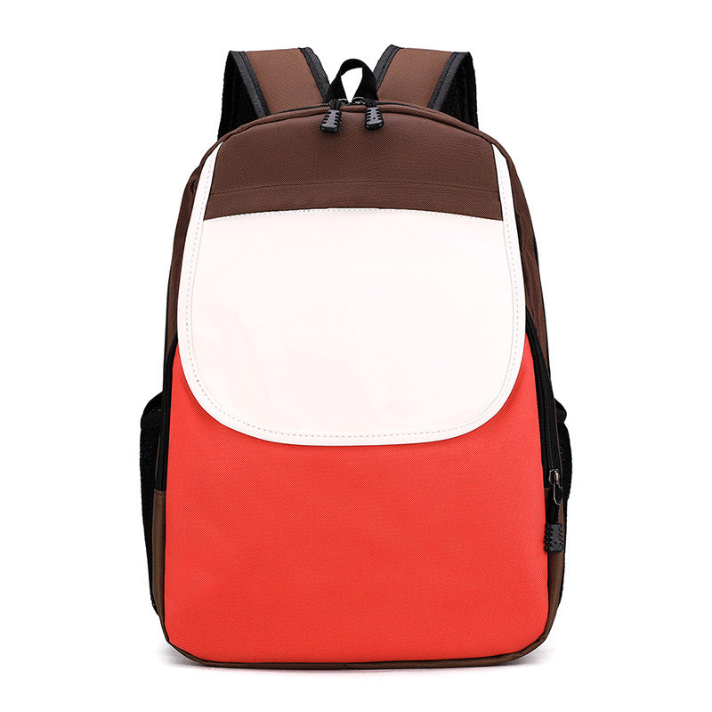Children Fashion Girls Boys Color Matching Canvas Backpack School Bag