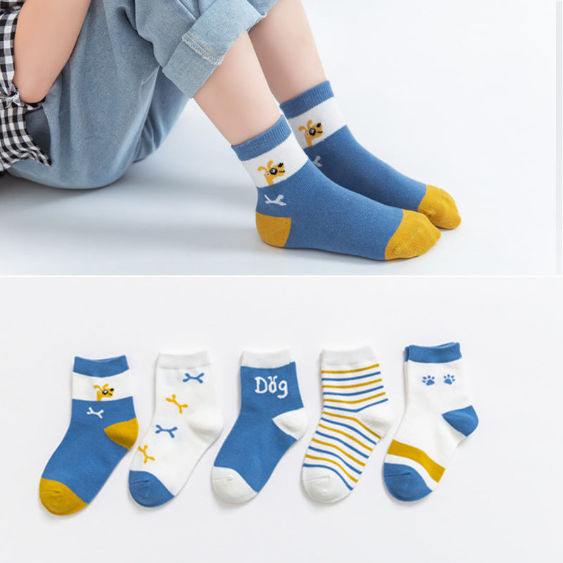 5 Pairs /Lot Cute Baby Socks Autumn Rainbow Striped Cotton Socks For Children Toddlers Cotton Socks