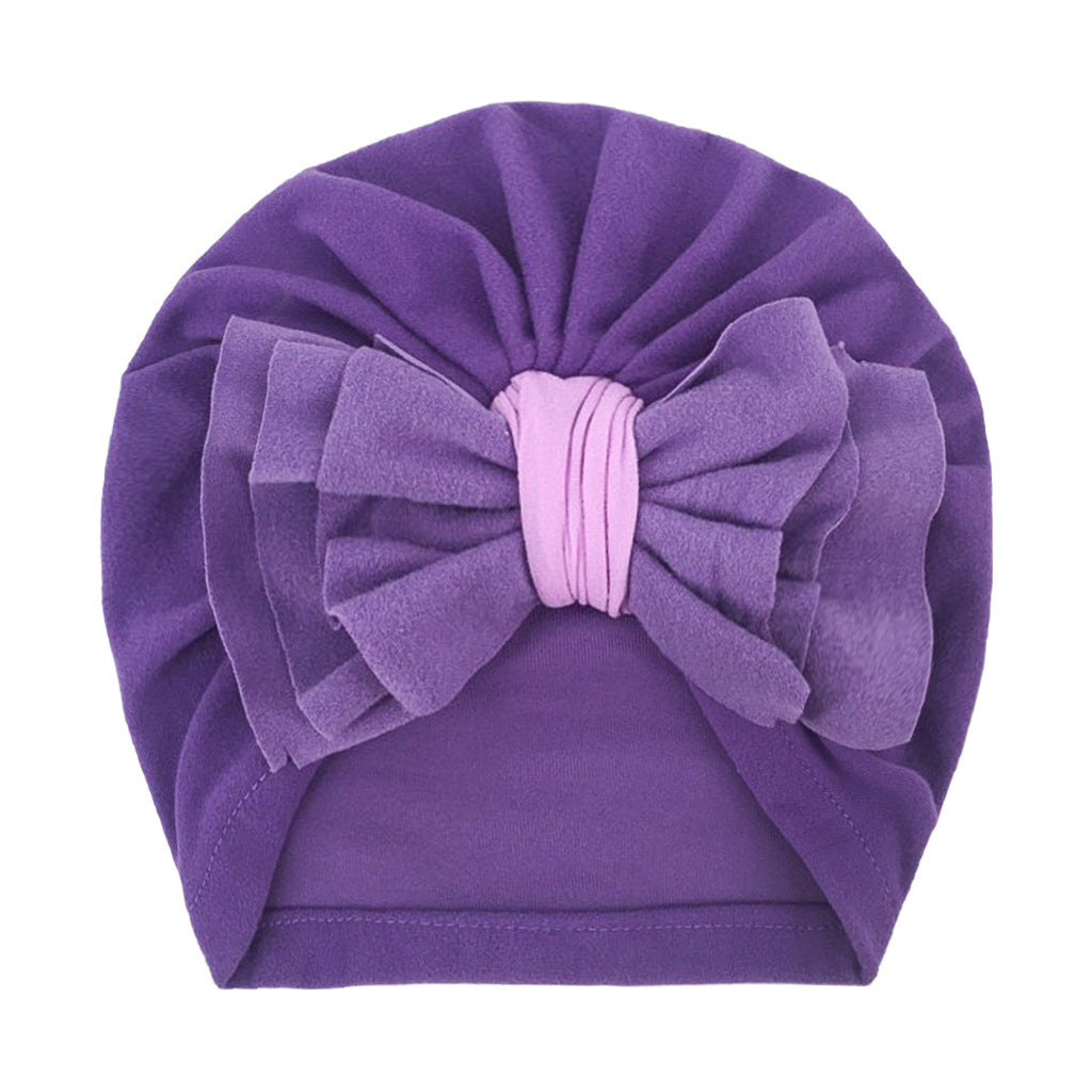 Newborn Cute Solid Color Bow Turban Cap