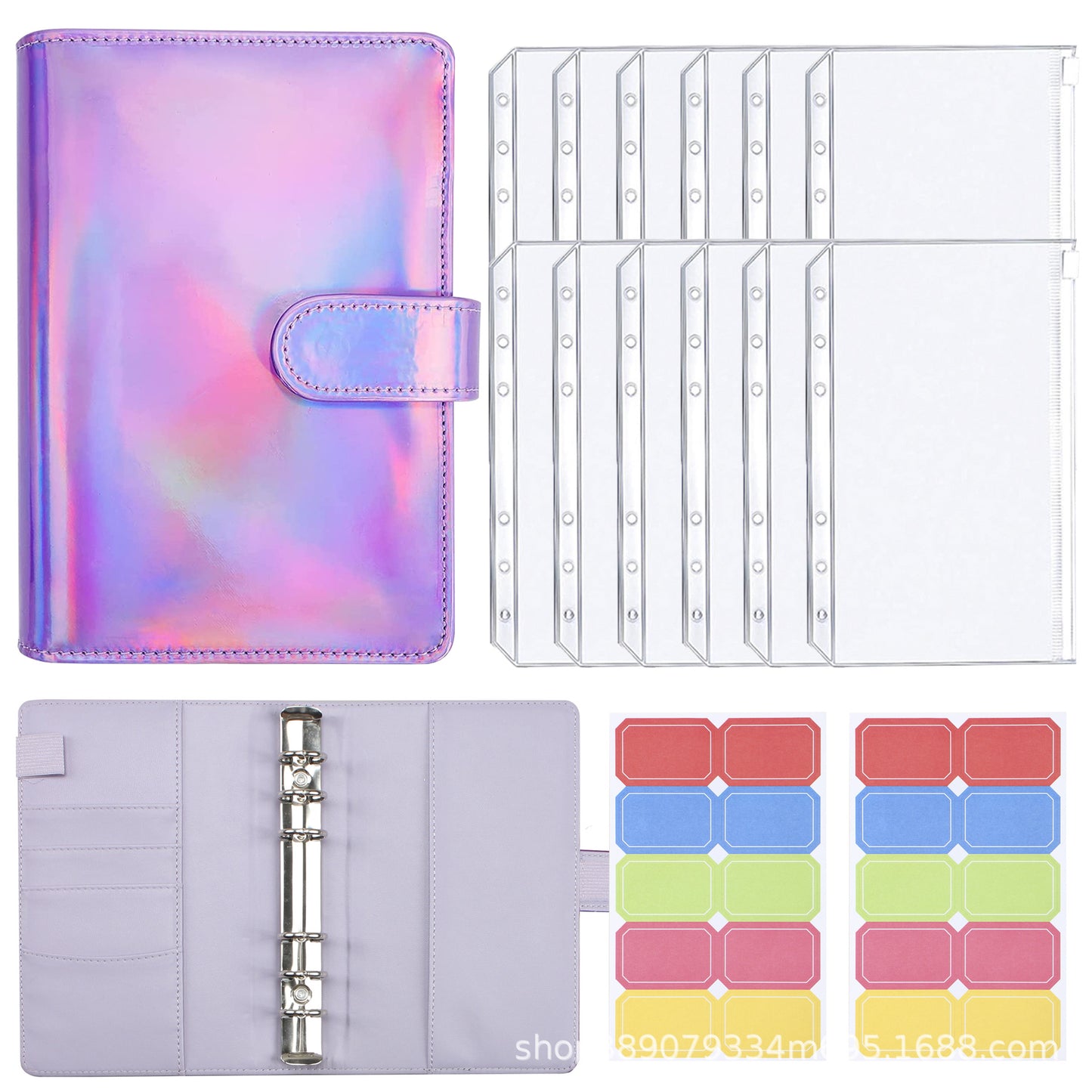A6 Colorful Binder Laser Macaron PU Note Book