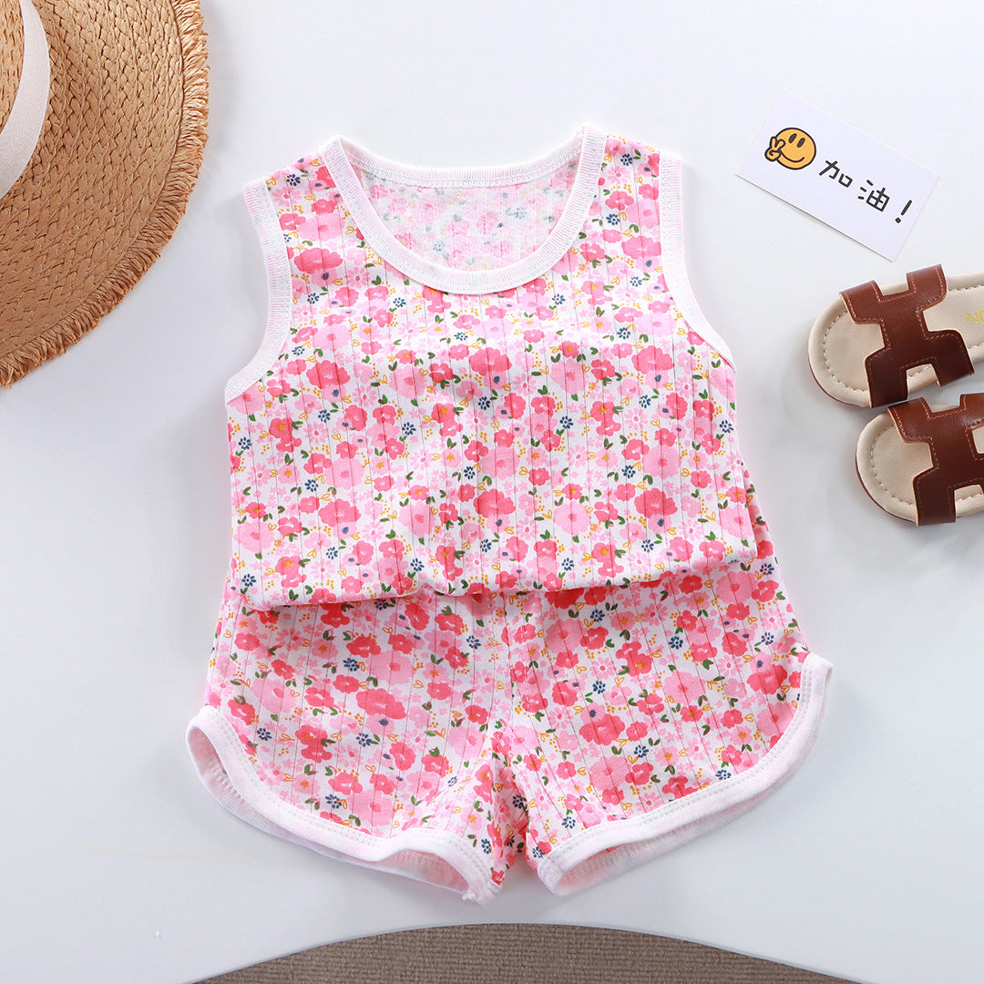 Cotton Toddler Girls Summer Camis Shorts Two-Piece Set