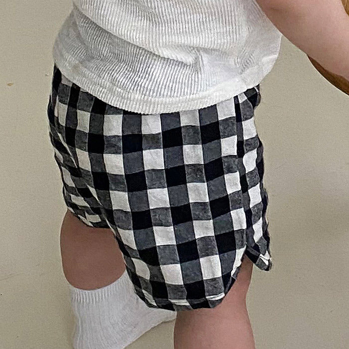 Kids Casual Plaid Polka Dot Loose Elastic Shorts