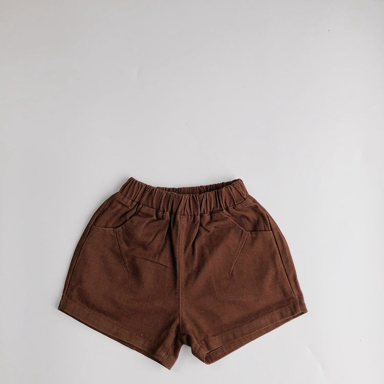 Kids Basic Solid Color Elastic Waist Shorts