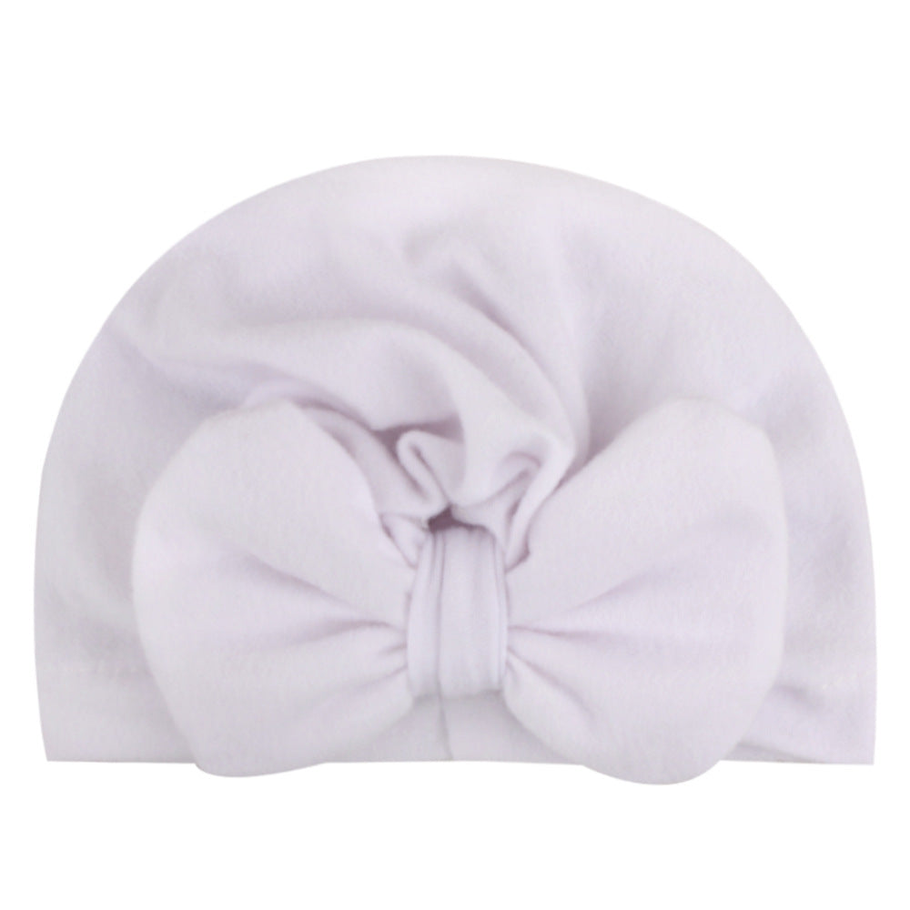 Newborn Cute Solid Color Bow Turban Cap