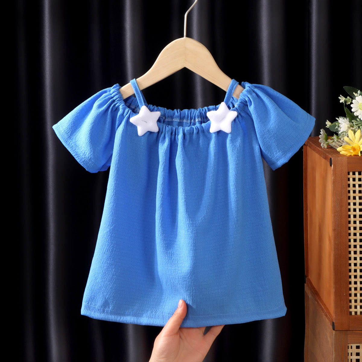 Toddler Girl Short-Sleeved Summer Off-Shoulder Blouse