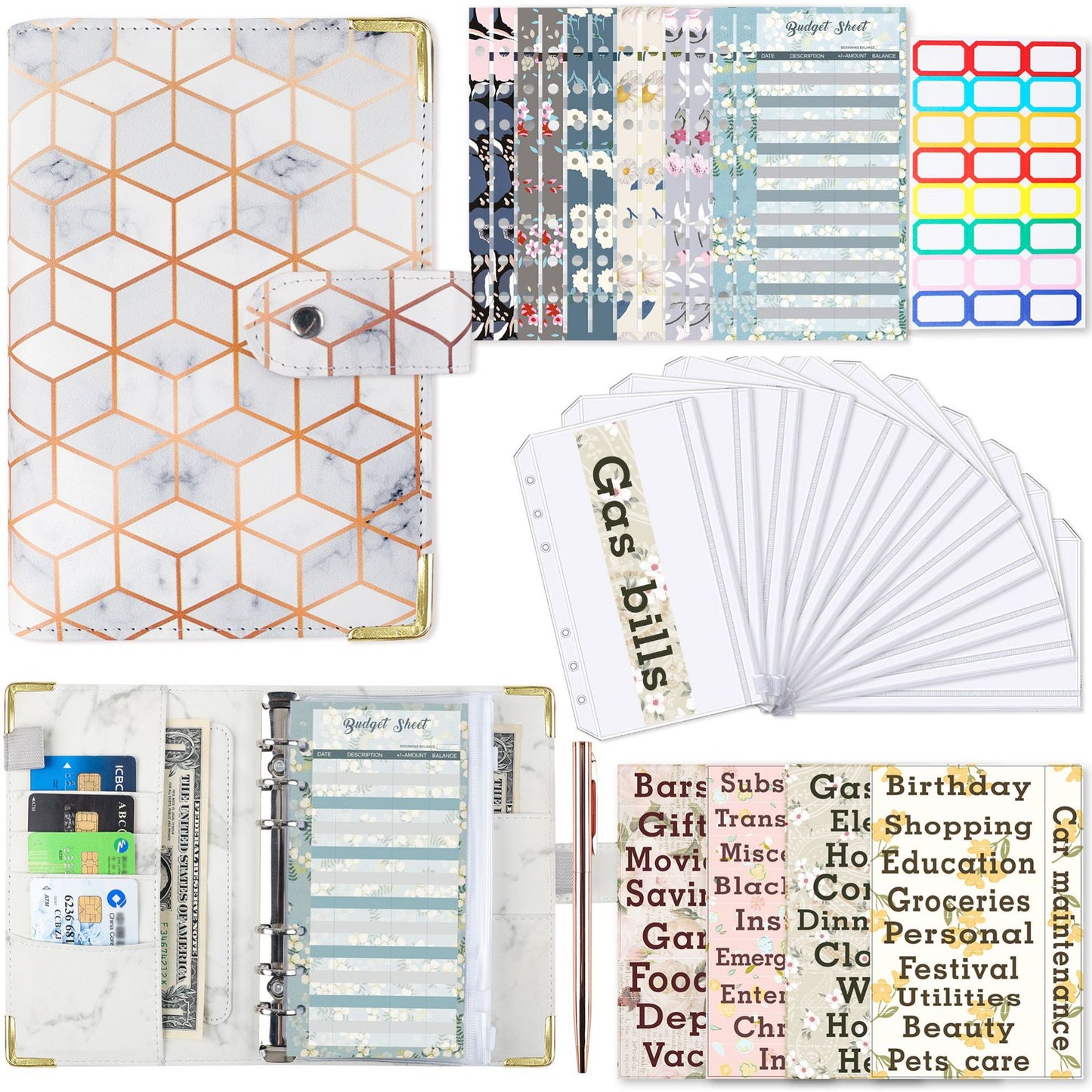 A6 Zipper Bag Color Printing Binder PU Leather Handbook Notebook
