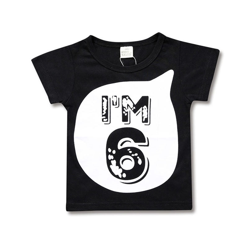 Kids Toddler Boys Girls Casual Cute Letter Round Neck Short Sleeve T-Shirt