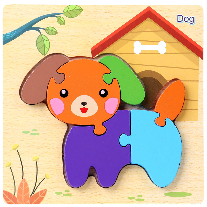 1-3 To Early Education Wooden Children'S Educational Cartoon Animal Three-Dimensional Puzzle