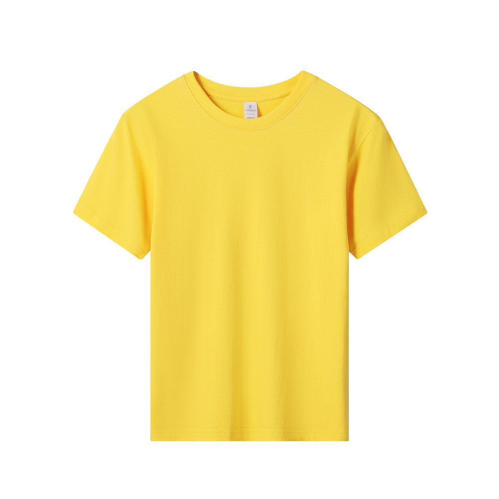 Children Kids Baby Teen Fashion Girls Boys Casual Basic 180g Pure Cotton Round Neck Short-Sleeved Solid Color T-Shirt