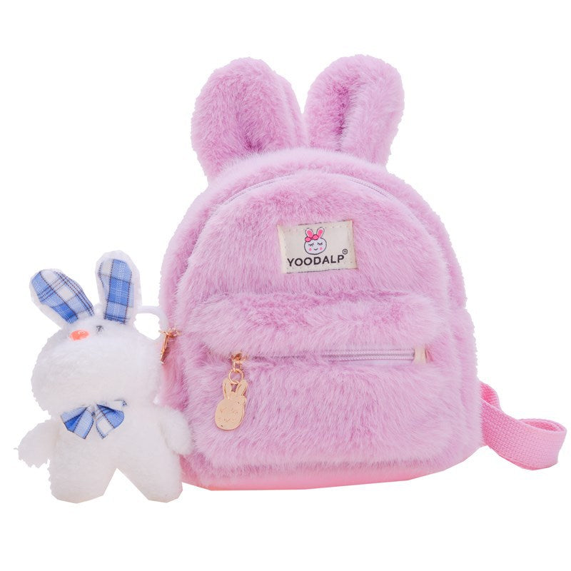 Children Cute Solid Color Plush Backpack