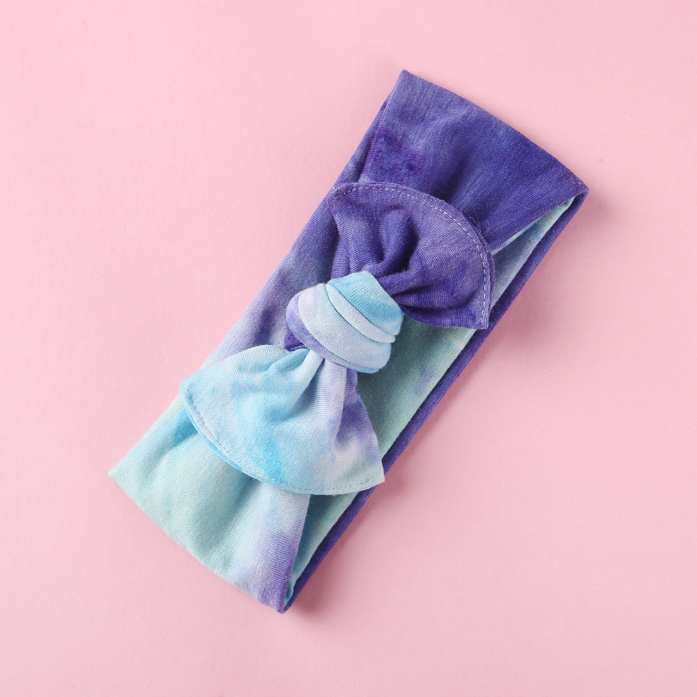 Toddlers Newborn Baby Girls Tie-Dye Printed Bow Headband