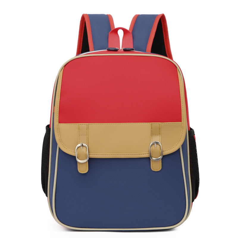 Children Fashion Girls Boys Color Matching Canvas Backpack School Bag