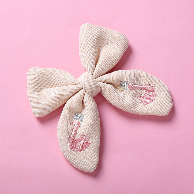 Toddlers Newborn Kid Baby Fashion Girls Bowknot Embroidered Hairpin Hair Accessories