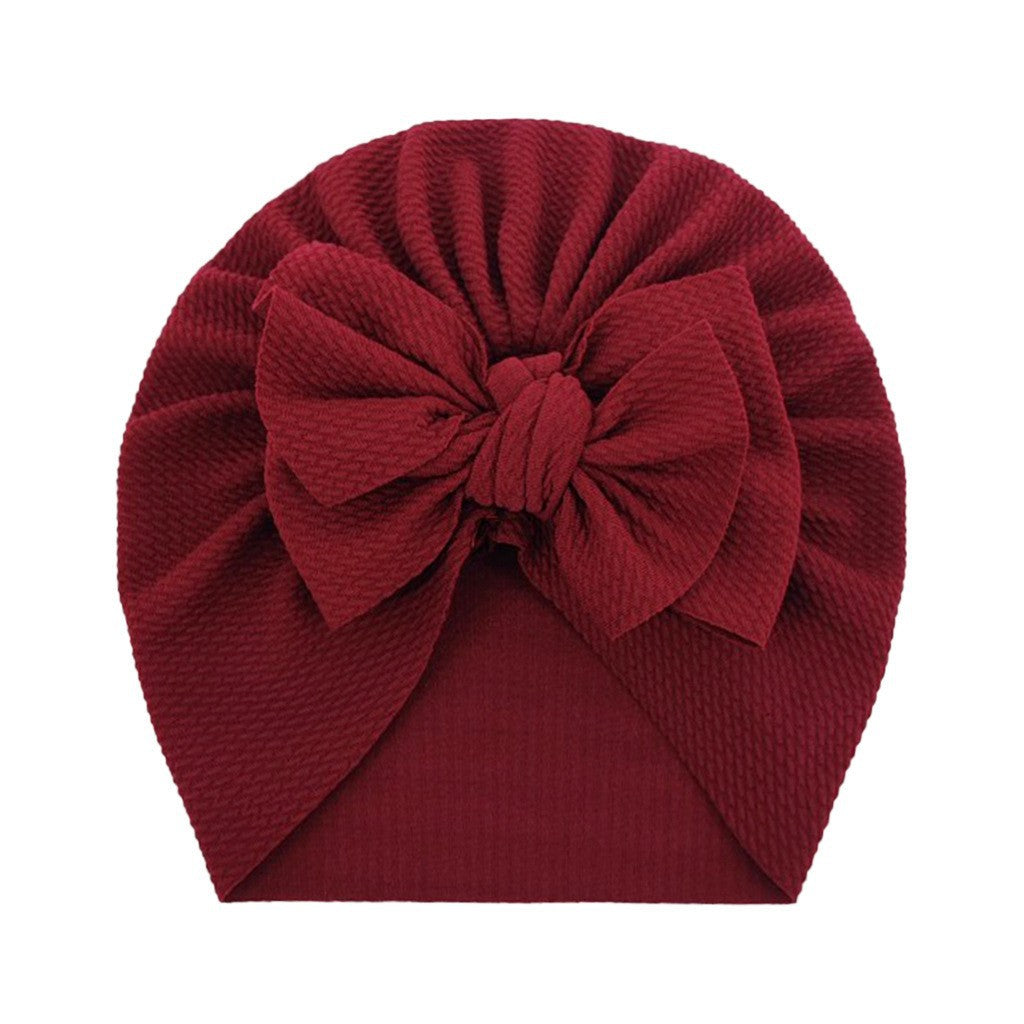 Newborn Cute Solid Color Bow Turban Cap
