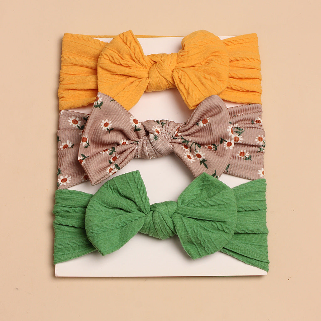 3pcs Spring Summer Baby Headscarf Children Cute Hair Bow Accessories