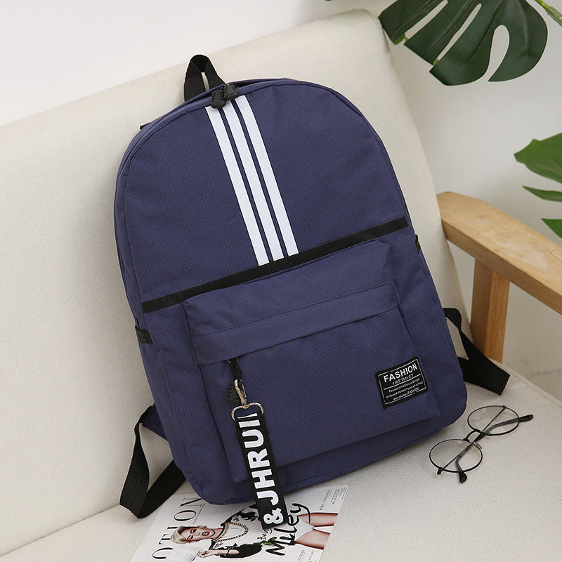 Children Fashion Simple Girls Boys Color Matching Canvas Backpack School Bag