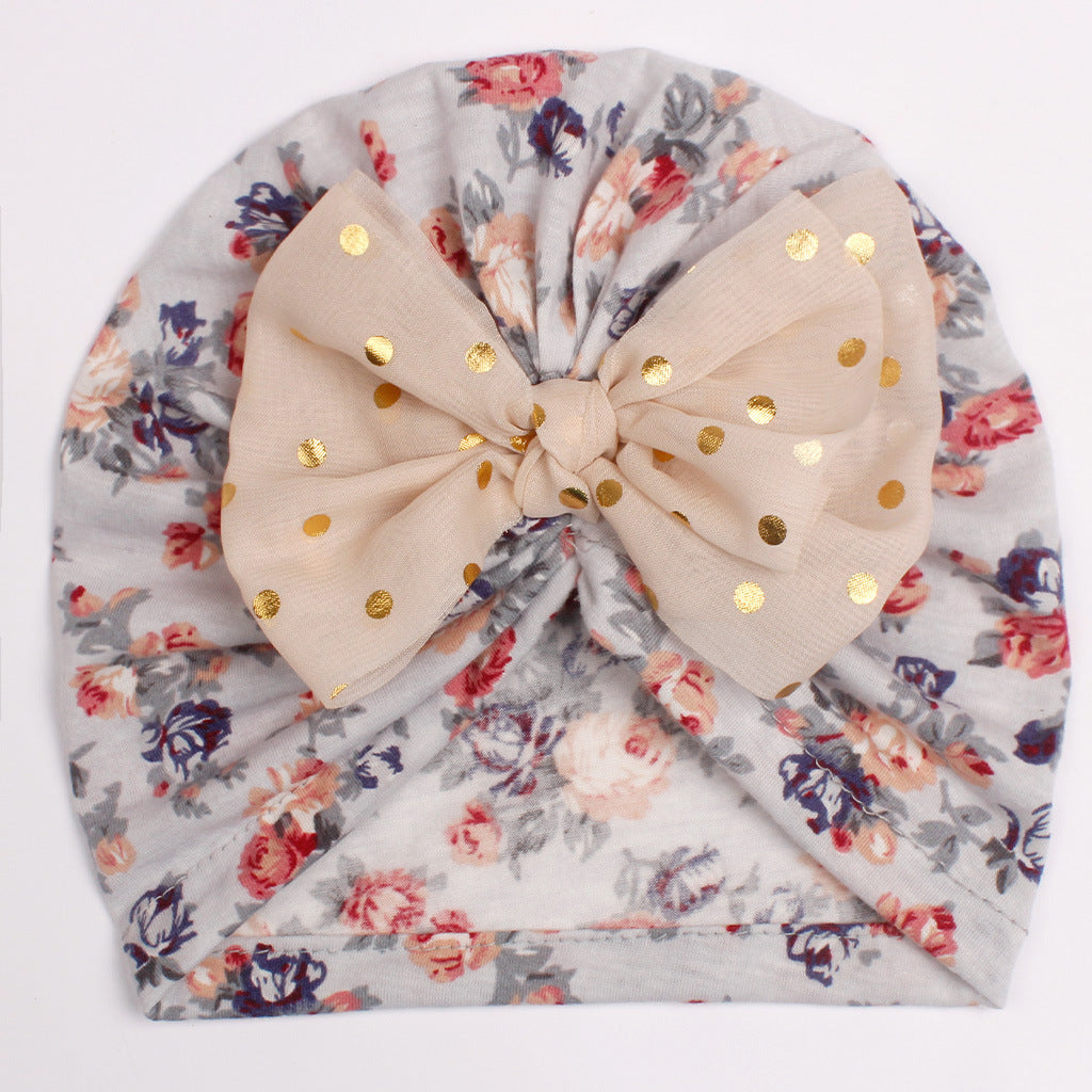 Newborn Cute Bow Tiny Flower Turban Cap