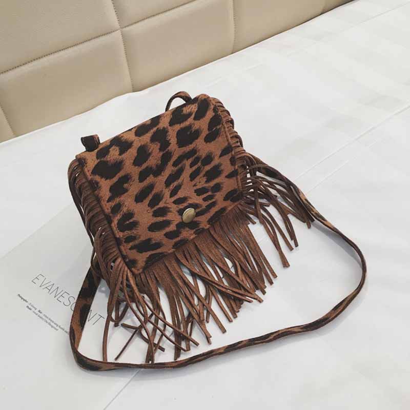 Kids Fashion Casual Tassel Leopard Crossbody Bag