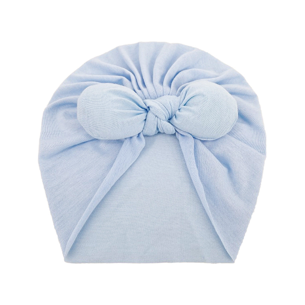 Newborn Cute Solid Color Bow Turban Cap