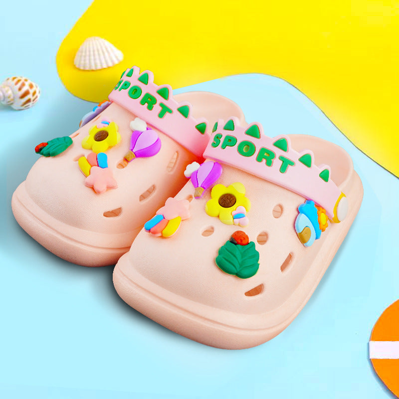 Children Kids Baby Fashion Girls Boys Cartoon Flower Rainbow Soft Sole Casual Clogs Slippers Shoes