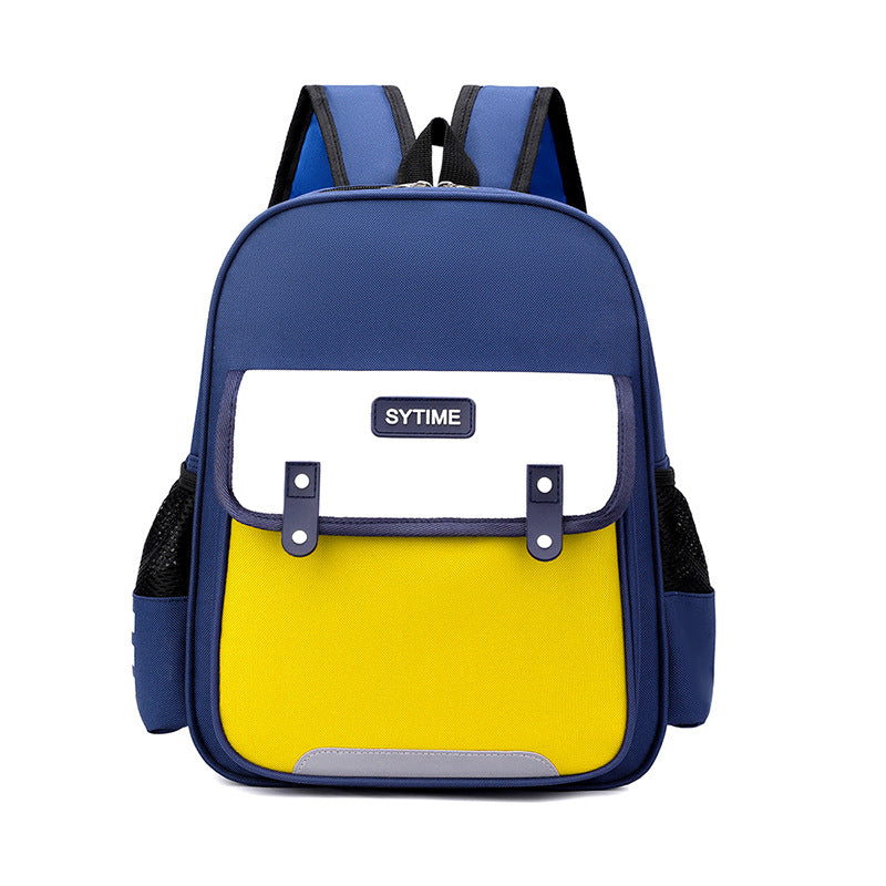 Children Fashion Waterproof Girls Boys Color Matching Canvas Backpack School Bag