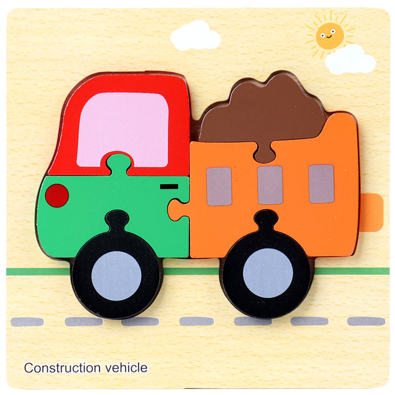 1-3 To Early Education Wooden Children'S Educational Cartoon Animal Three-Dimensional Puzzle