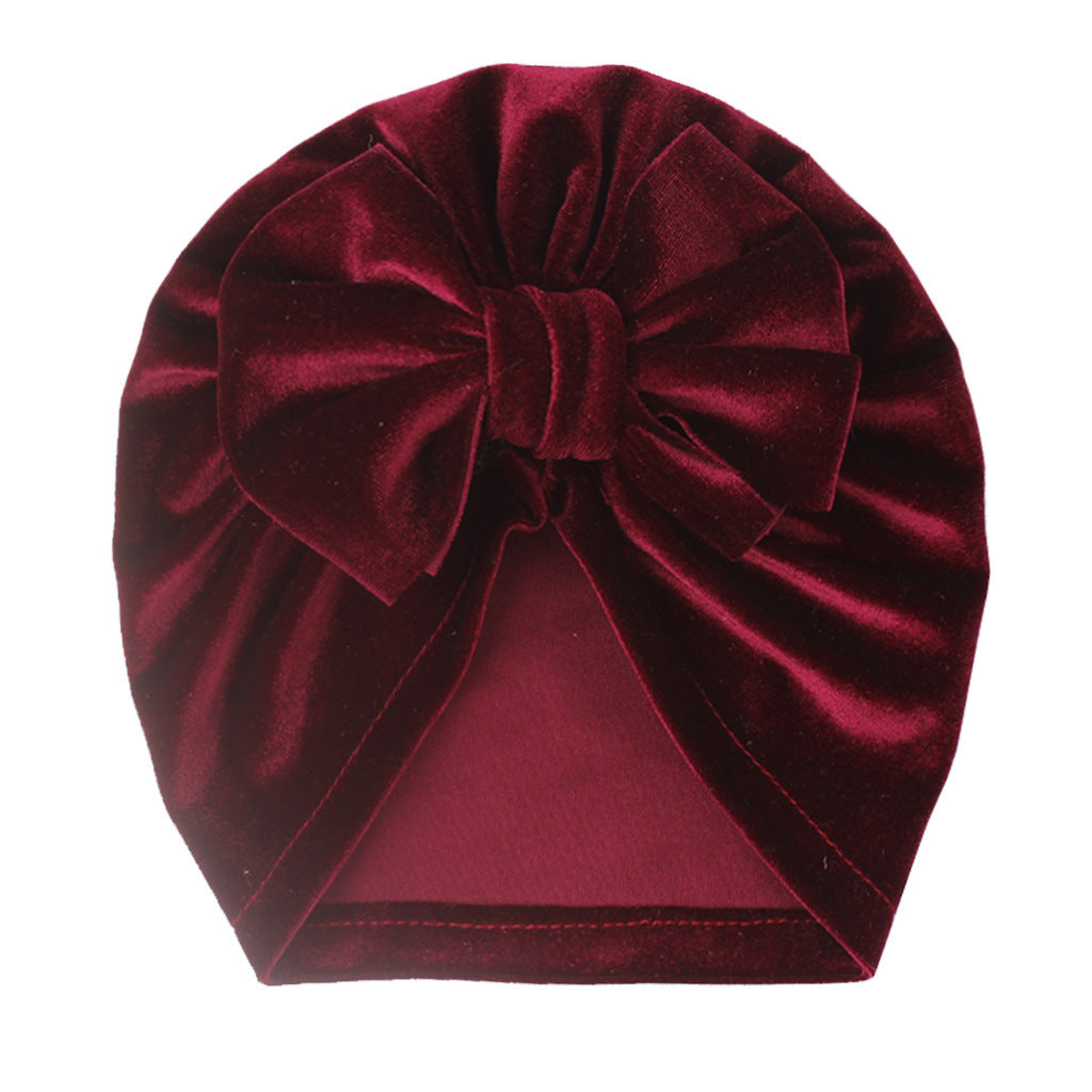 Newborn Cute Solid Color Bow Turban Cap