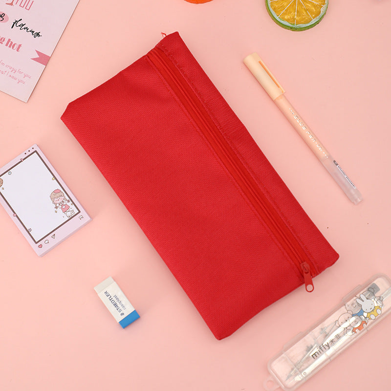 Fashion Simple Solid Color Oxford Cloth Zipper Pencil Bag
