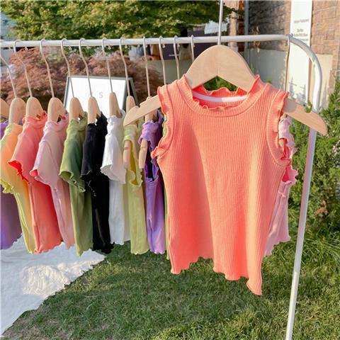 Children Kids Baby Fashion Girls Sleeveless Solid Color Basic T-Shirt