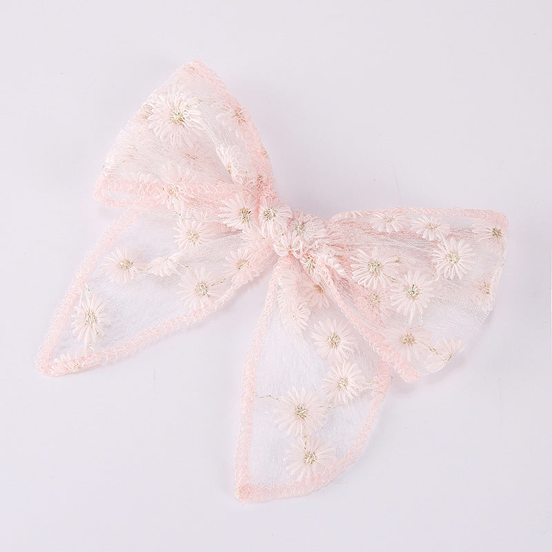 Toddlers Newborn Kid Baby Fashion Girls Bowknot Embroidery Hairpin Hair Accessories
