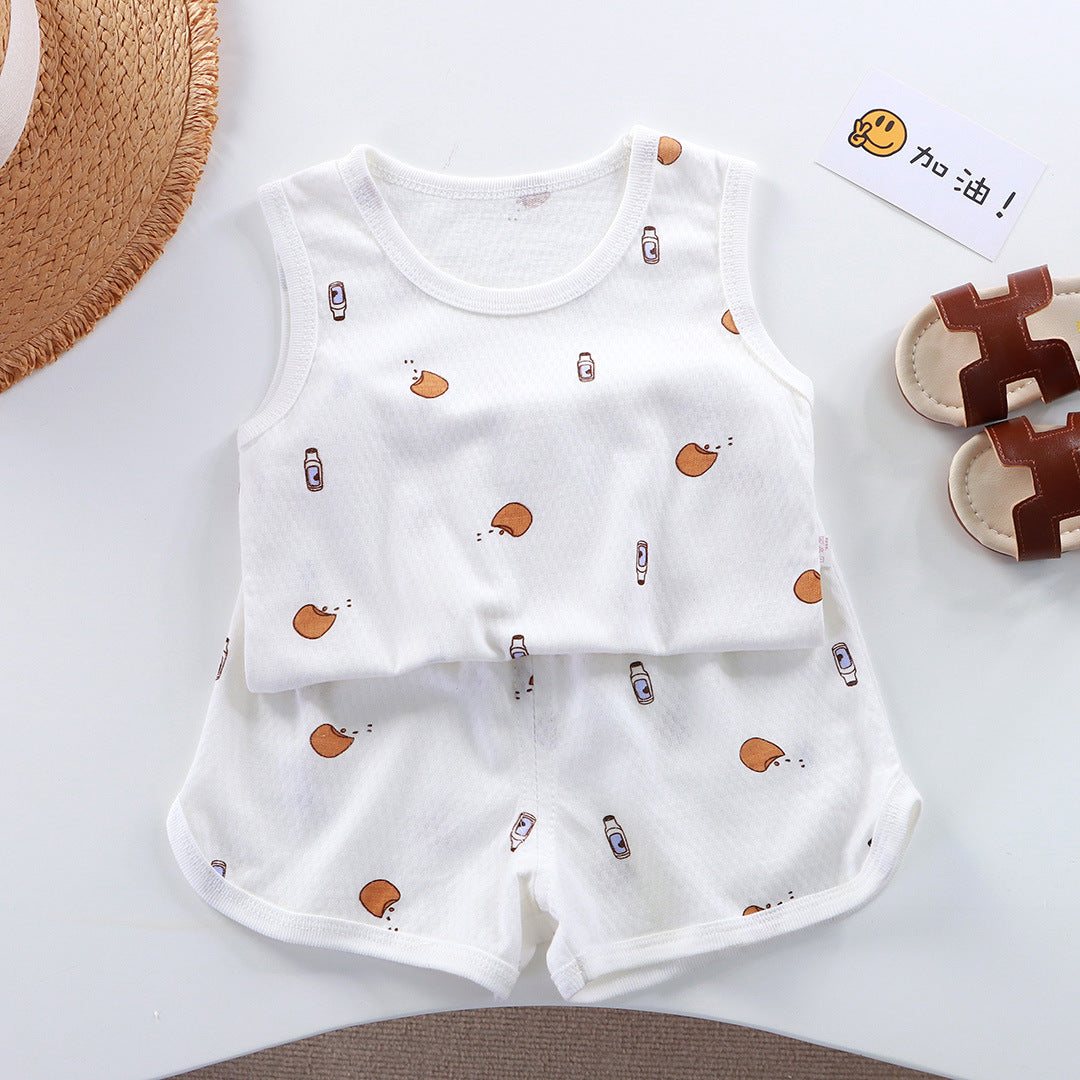 Cotton Toddler Girls Summer Camis Shorts Two-Piece Set
