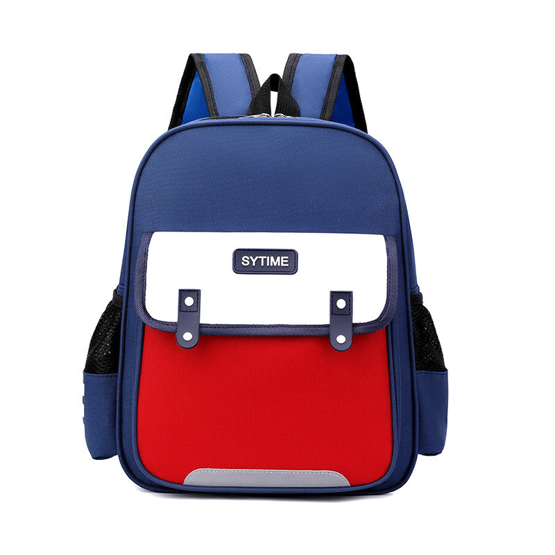 Children Fashion Waterproof Girls Boys Color Matching Canvas Backpack School Bag