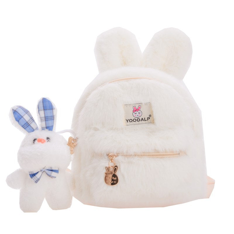 Children Cute Solid Color Plush Backpack