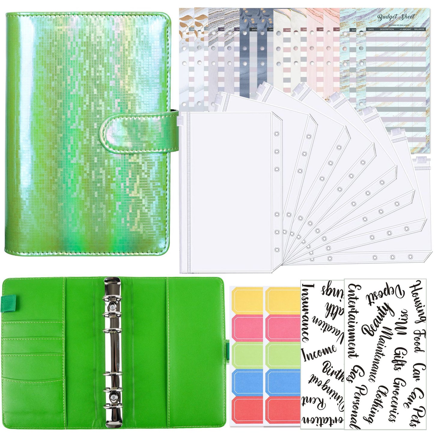 A6 Zipper Bag Loose-Leaf Colorful PU Notebook
