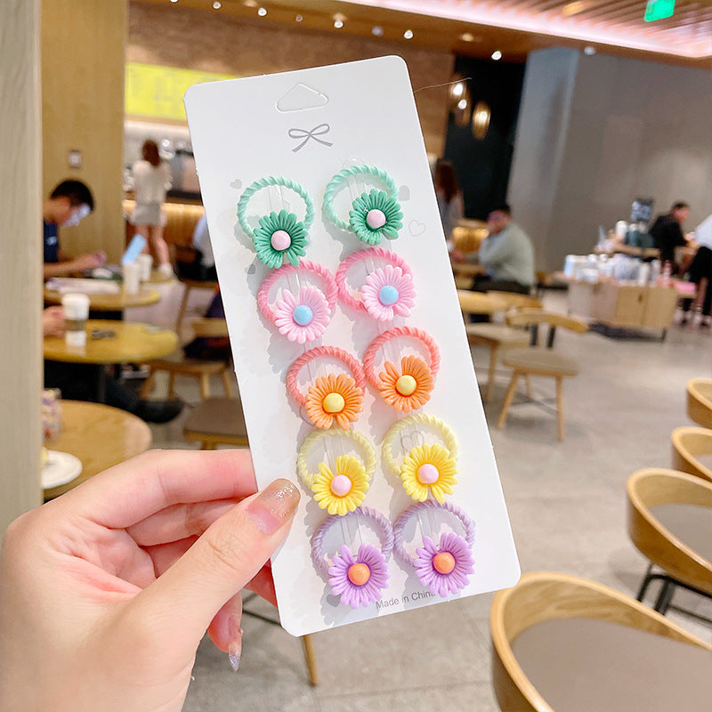 10pcs/set Girls Cute Cartoon Fruit Mini Elastic Hair Band