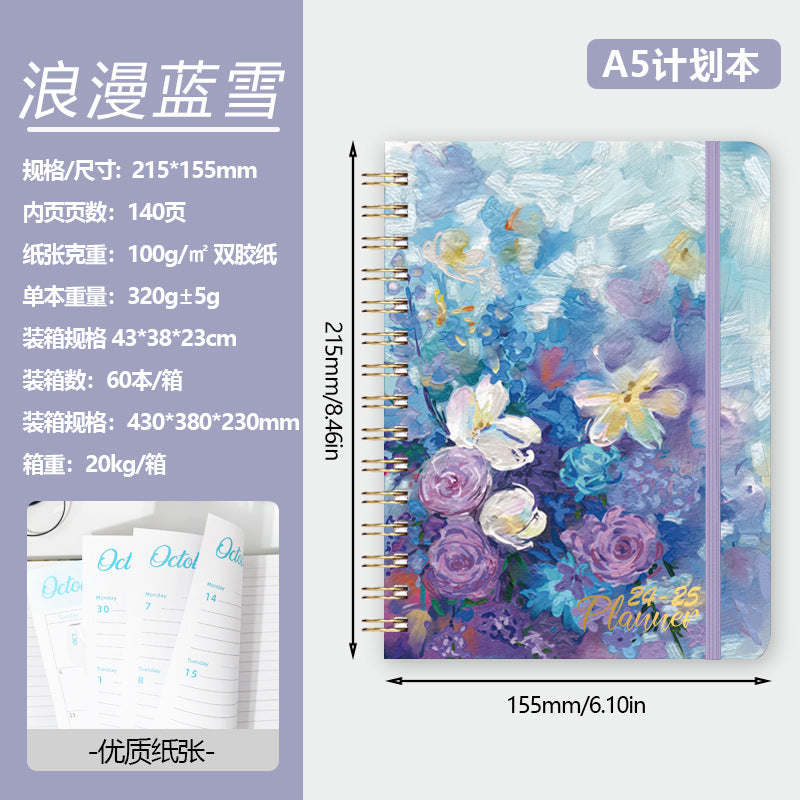 2025 Flower Graffiti English Plan Coil A5 Notebook