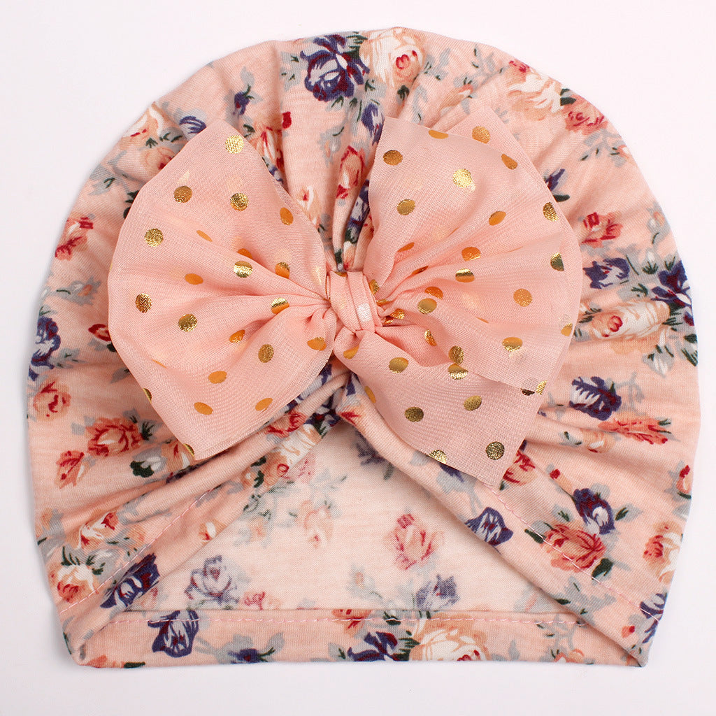 Newborn Cute Bow Tiny Flower Turban Cap