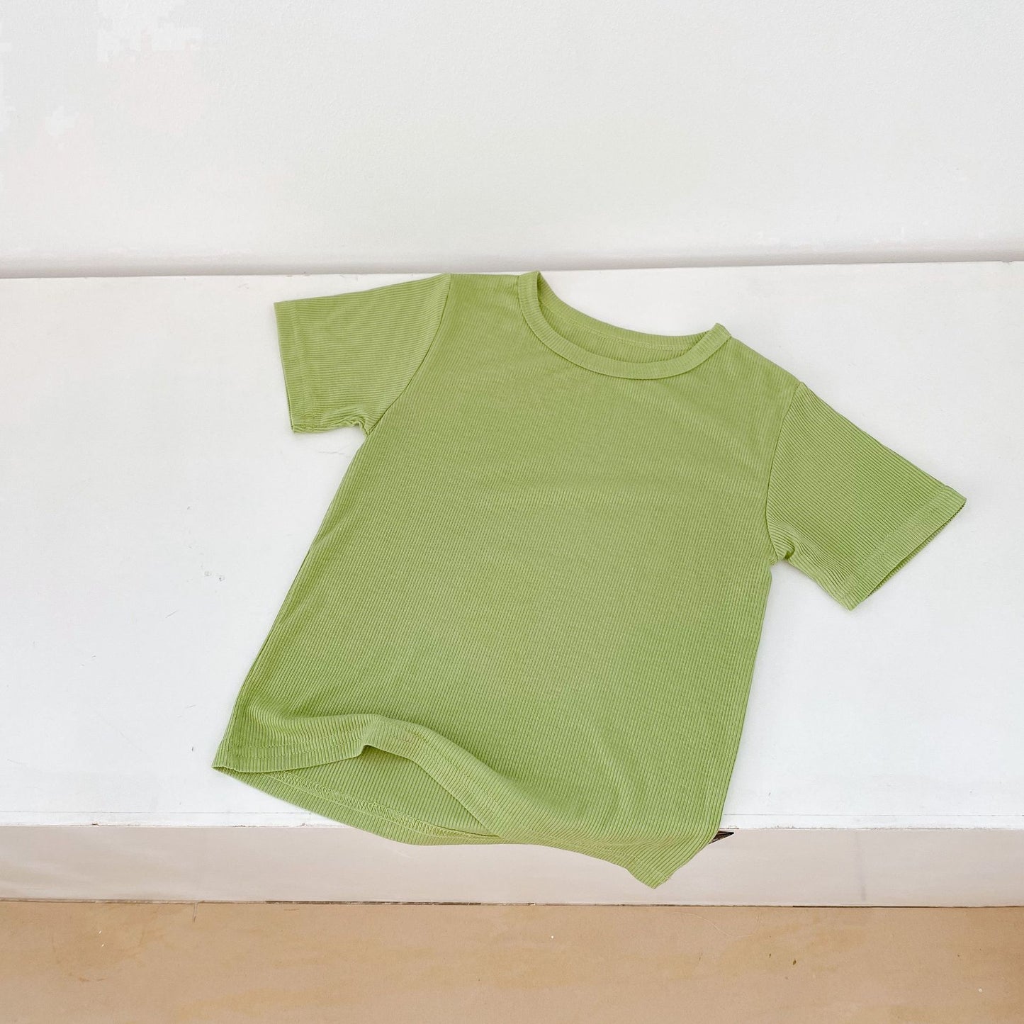 Kids Basic Solid Color Round Neck Short-sleeved Loose T-shirt