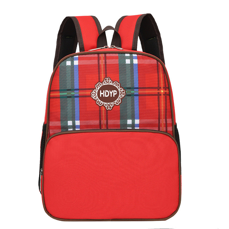 Children Fashion Girls Boys Color Matching Canvas Backpack School Bag