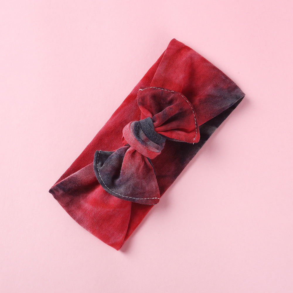 Toddlers Newborn Baby Girls Tie-Dye Printed Bow Headband