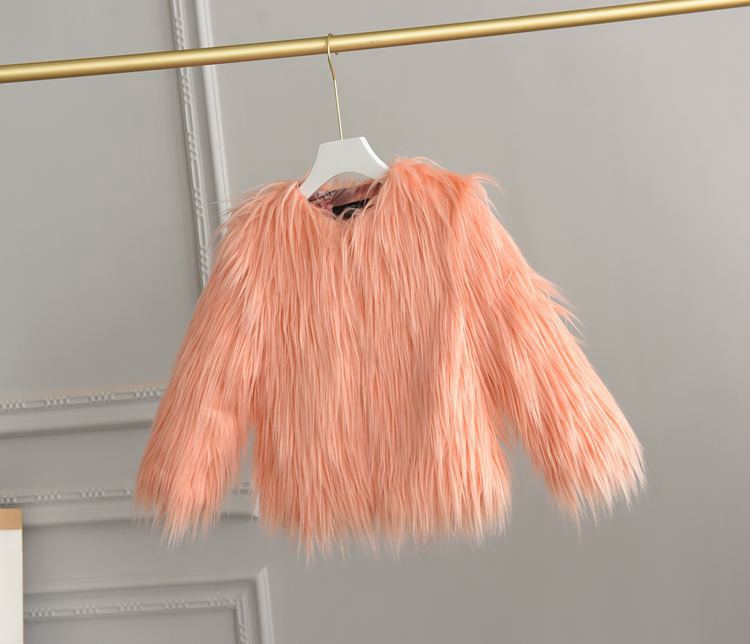 Winter Kids Toddler Girls Faux Fur Plush Solid Coat