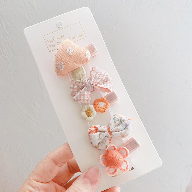 5pieces/set Kids Cute Cartoon Bow Flower Animal Fruit Decor Hair Clip