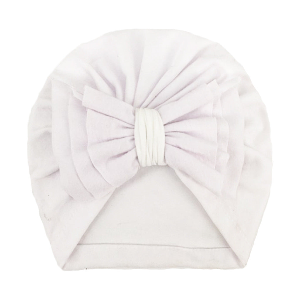Newborn Cute Solid Color Bow Turban Cap