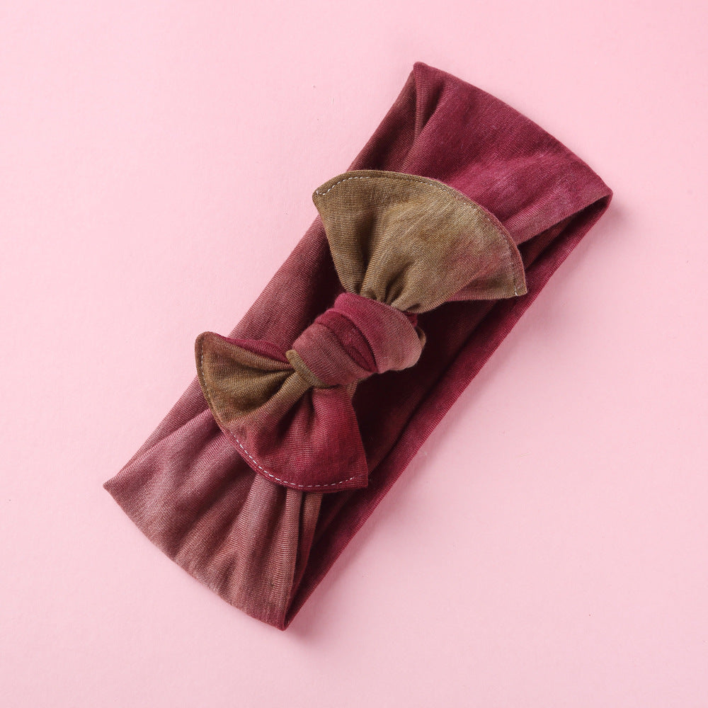 Toddlers Newborn Baby Girls Tie-Dye Printed Bow Headband