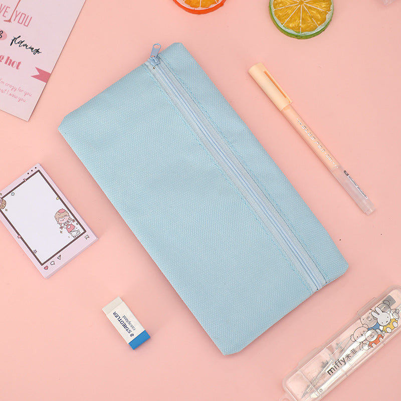 Fashion Simple Solid Color Oxford Cloth Zipper Pencil Bag