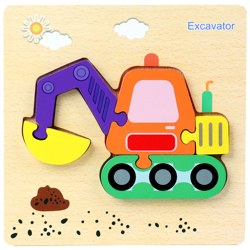 1-3 To Early Education Wooden Children'S Educational Cartoon Animal Three-Dimensional Puzzle
