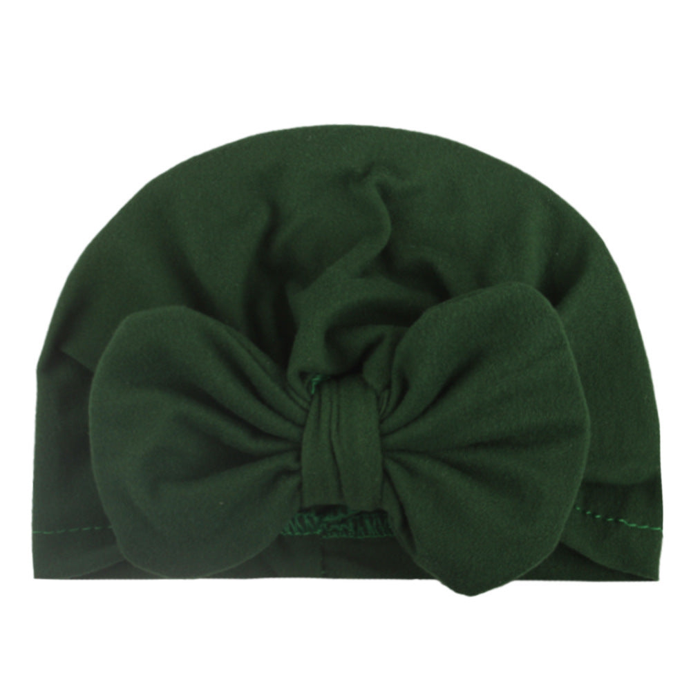 Newborn Cute Solid Color Bow Turban Cap