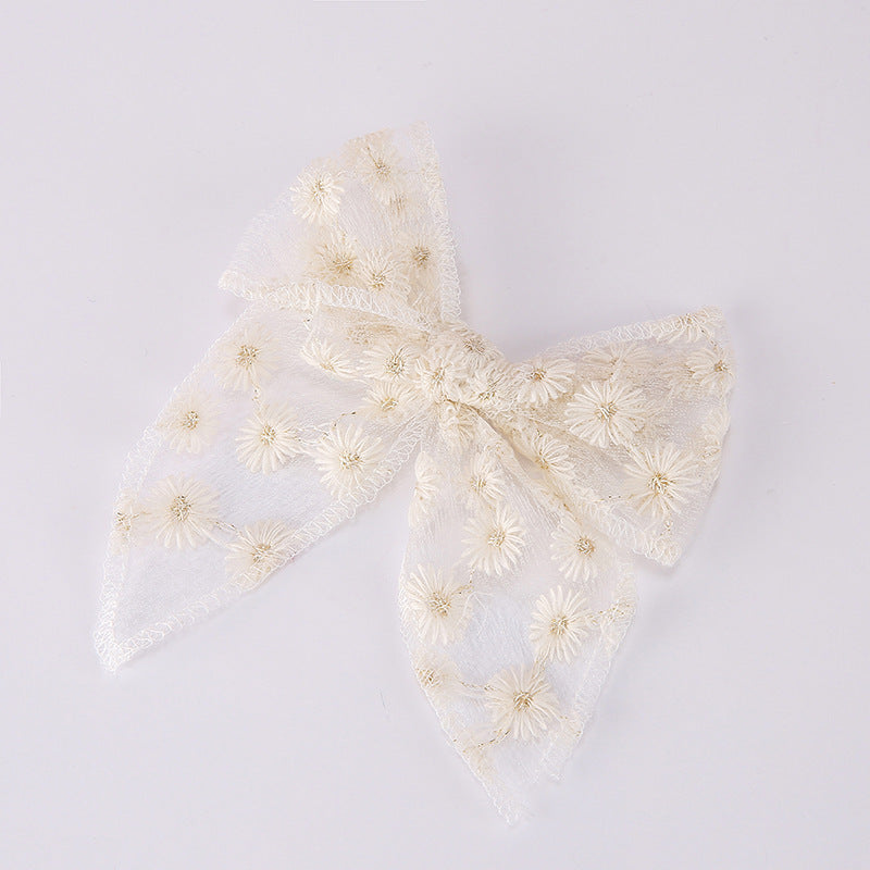 Toddlers Newborn Kid Baby Fashion Girls Bowknot Embroidery Hairpin Hair Accessories